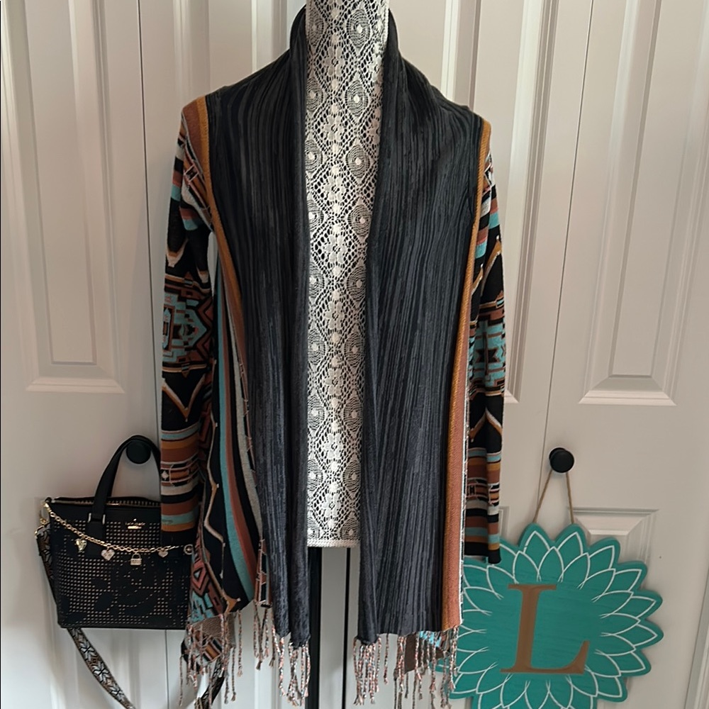 Billabong Black and Orange Shrug Sweater